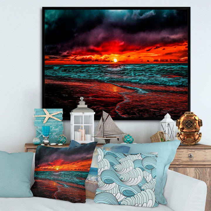 Red Sunset over Blue Waters