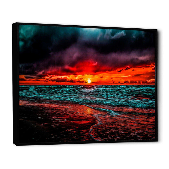 Red Sunset over Blue Waters