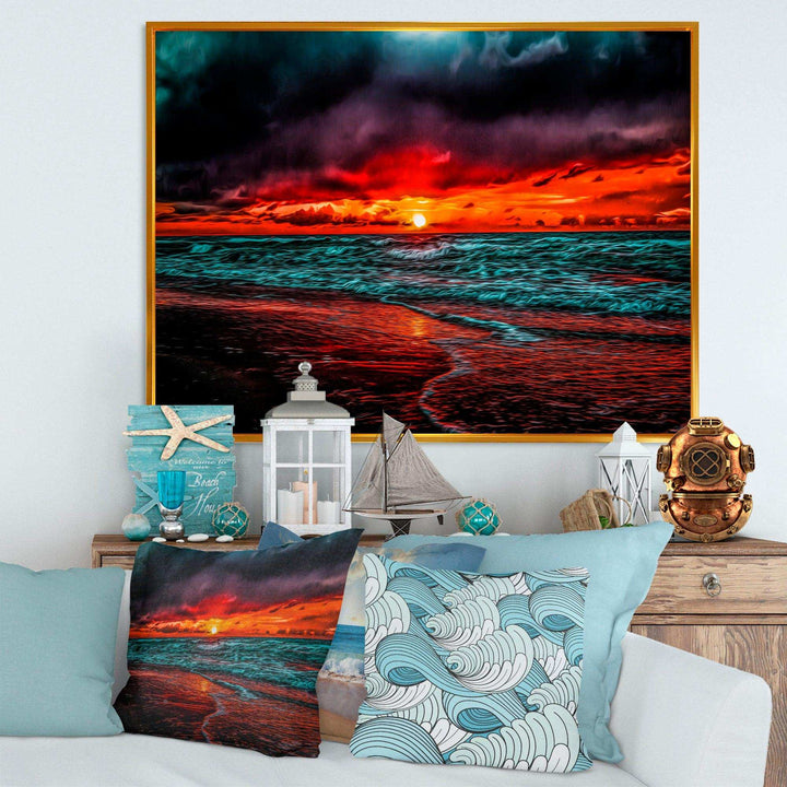 Red Sunset over Blue Waters