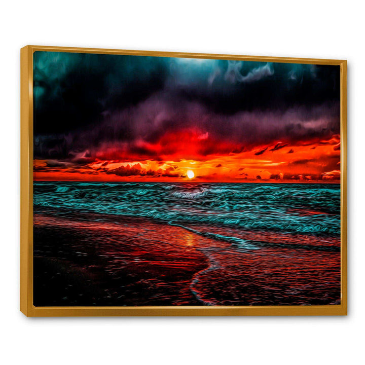 Red Sunset over Blue Waters