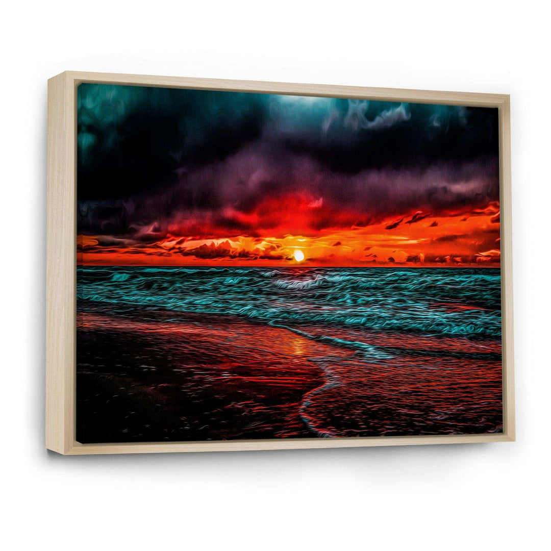 Red Sunset over Blue Waters