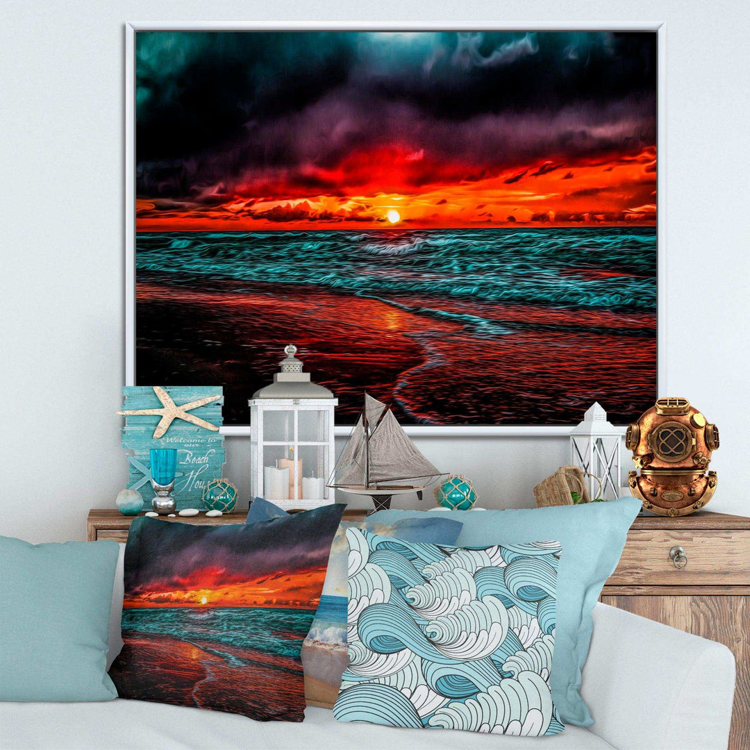 Red Sunset over Blue Waters