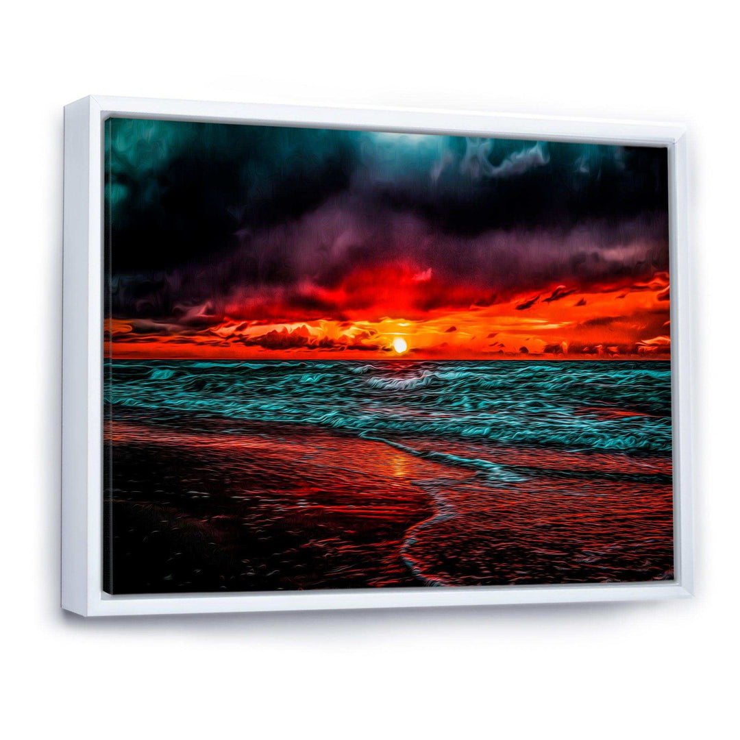 Red Sunset over Blue Waters