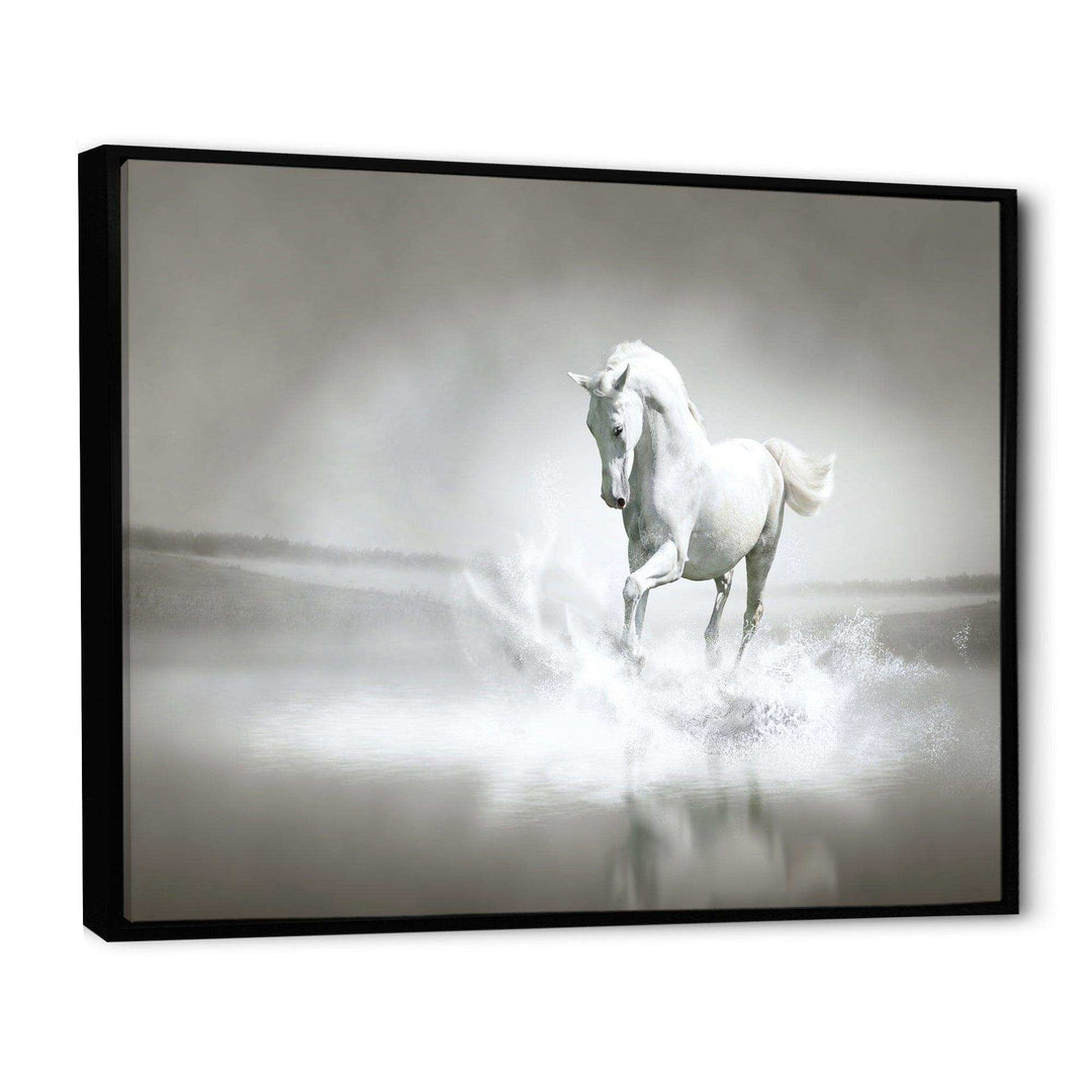 White Horse Running in Water