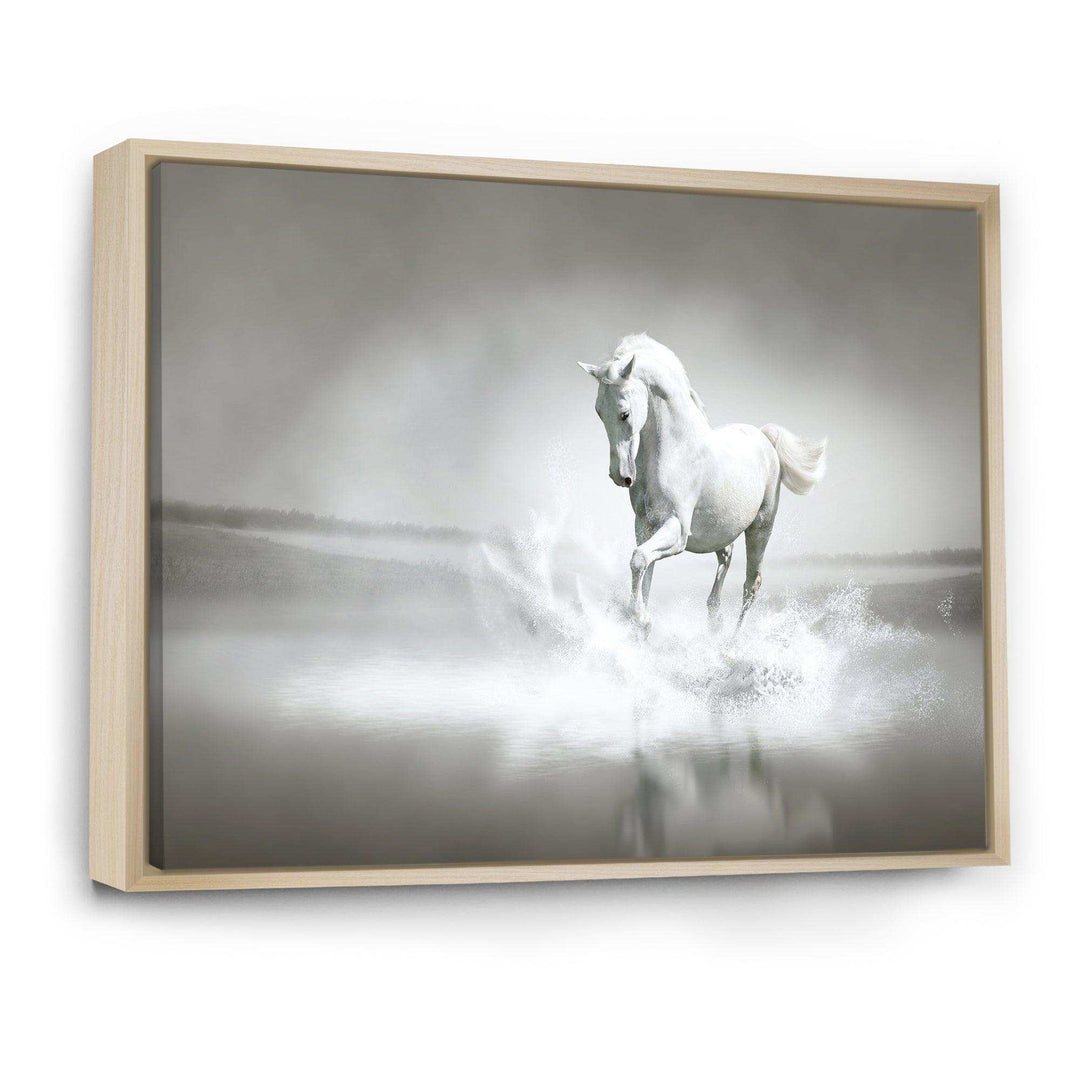 White Horse Running in Water