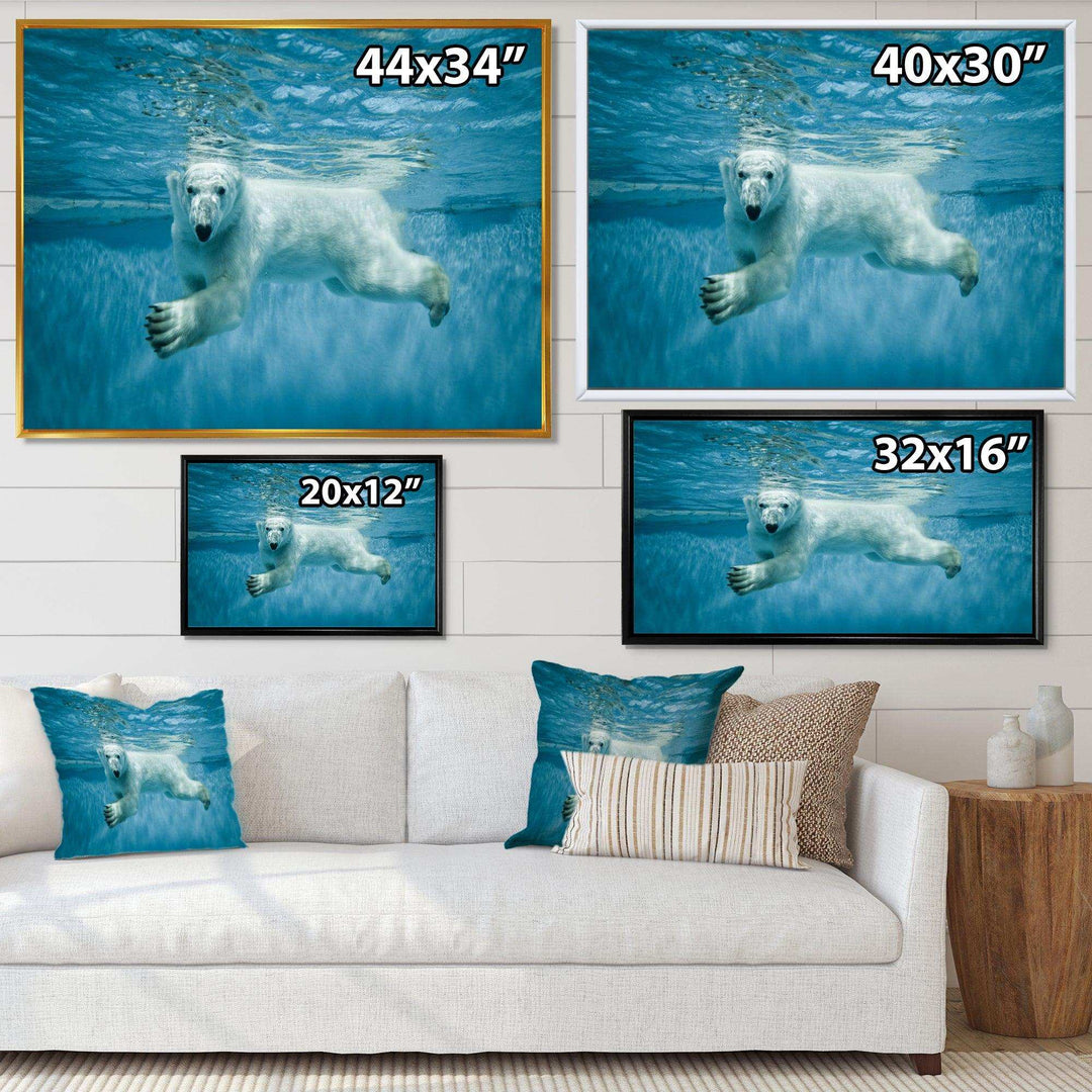 Polar Bear Swimming under Water