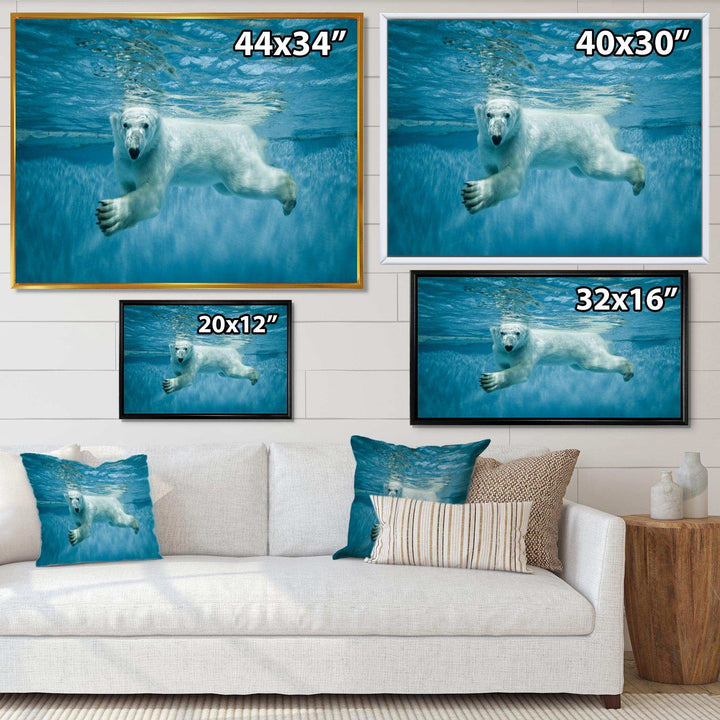 Polar Bear Swimming under Water