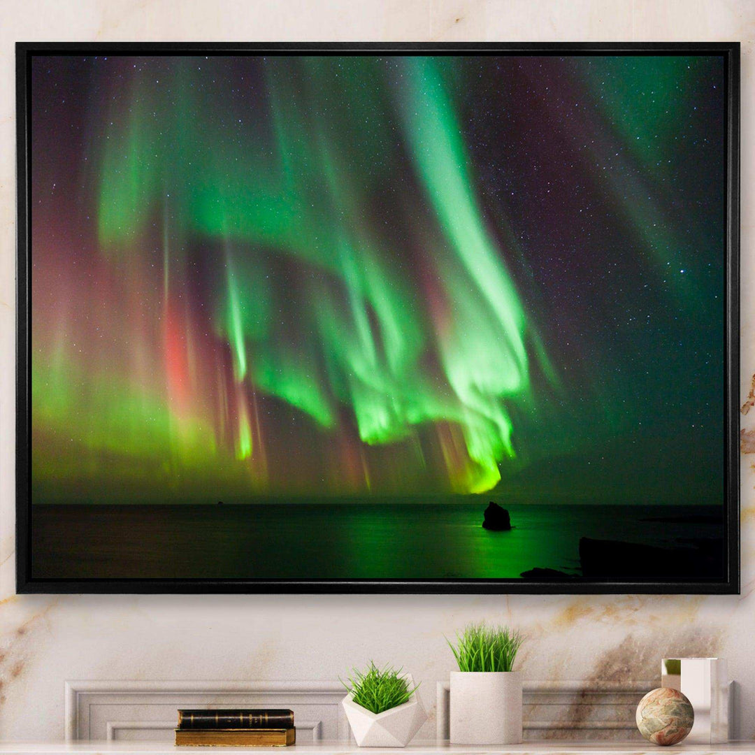 Green Northern Lights Aurora - Modern Wall Art Prints