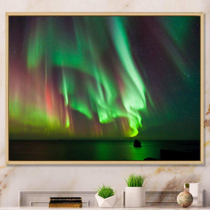 Green Northern Lights Aurora - Modern Wall Art Prints