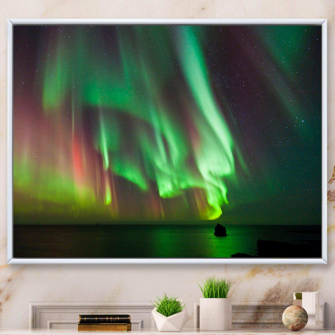 Green Northern Lights Aurora - Modern Wall Art Prints