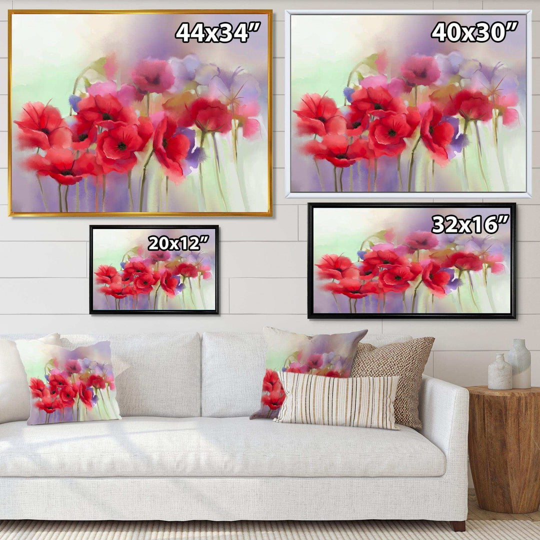 Watercolor Red Poppy Flowers Painting