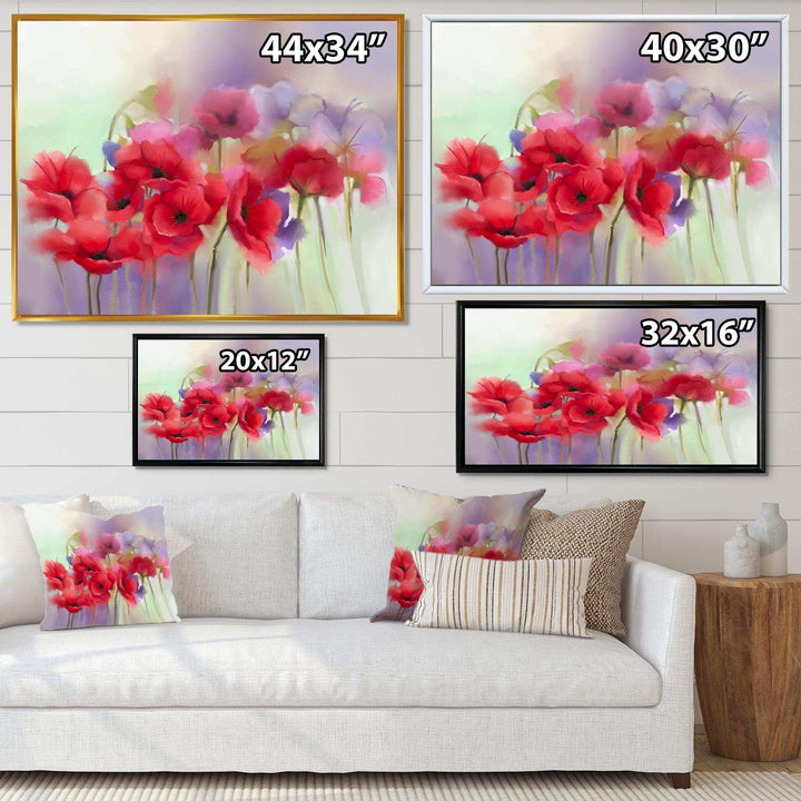 Watercolor Red Poppy Flowers Painting