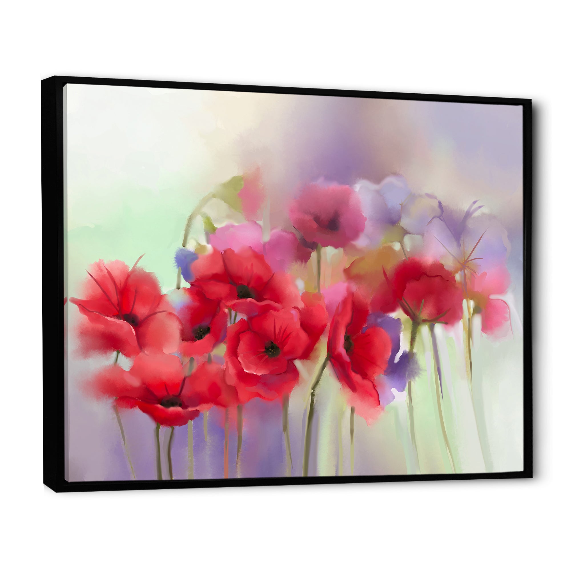Watercolor Red Poppy Flowers Painting
