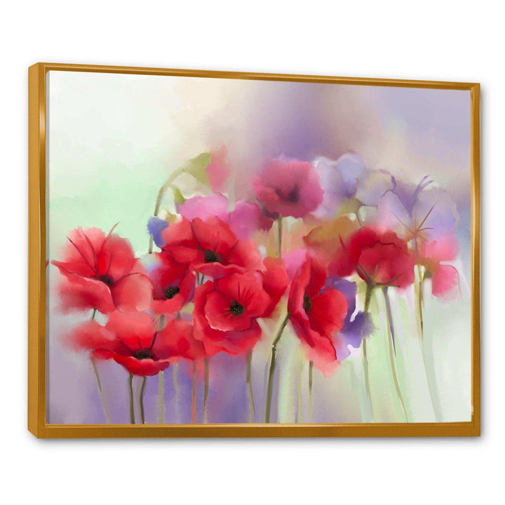 Watercolor Red Poppy Flowers Painting