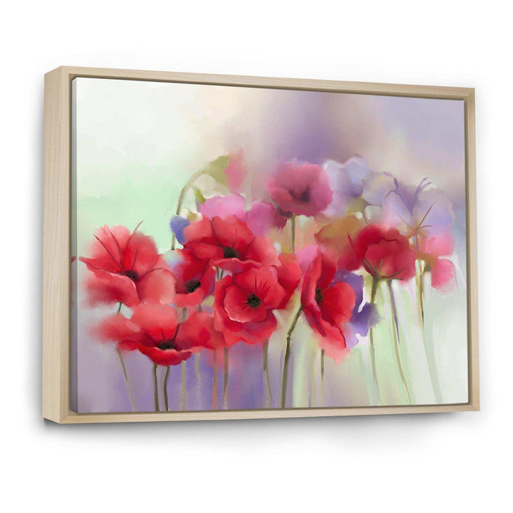 Watercolor Red Poppy Flowers Painting