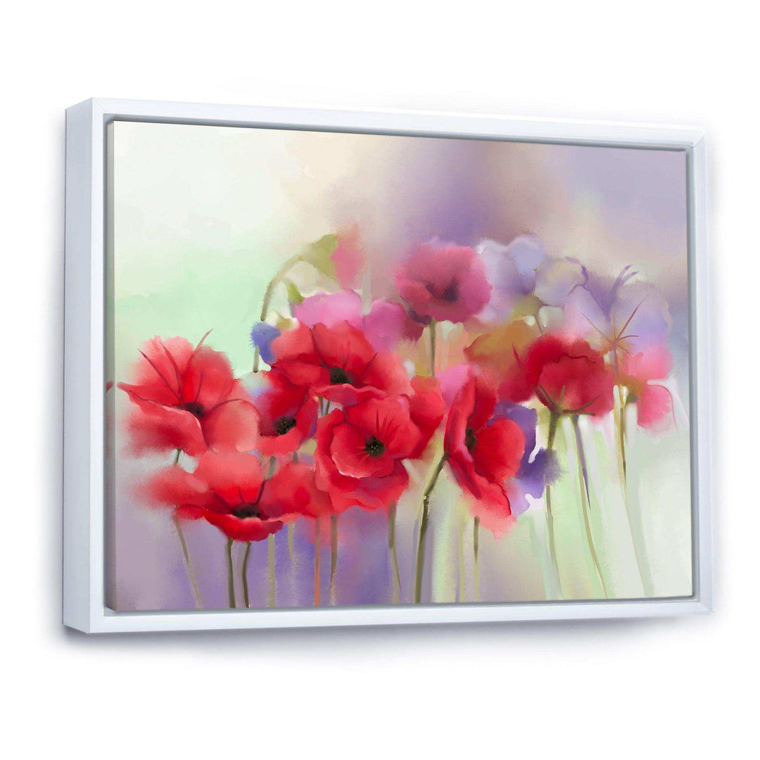 Watercolor Red Poppy Flowers Painting