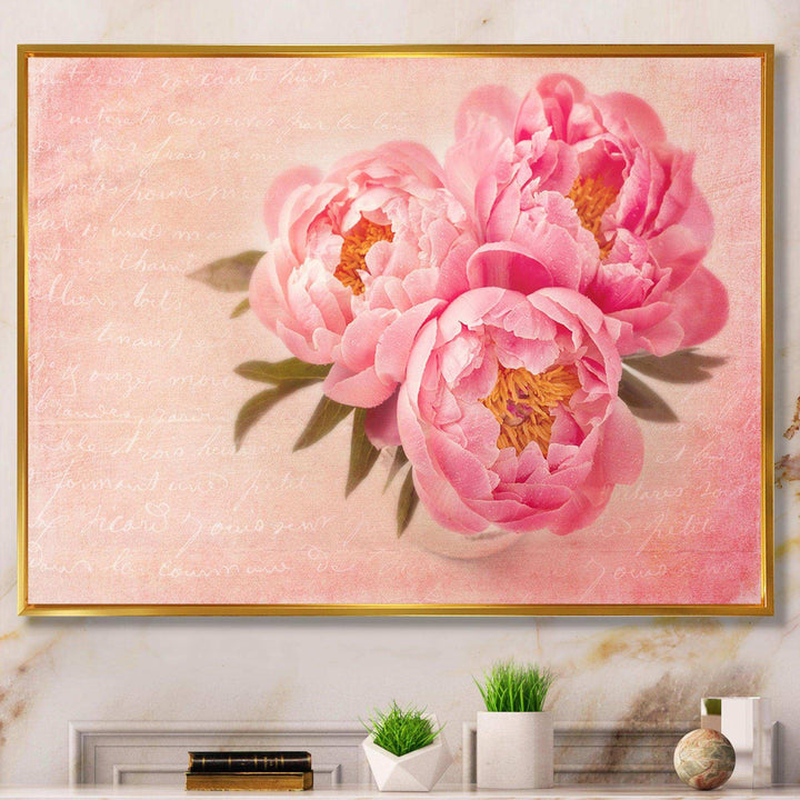 Peony Flowers against Scribbled Back