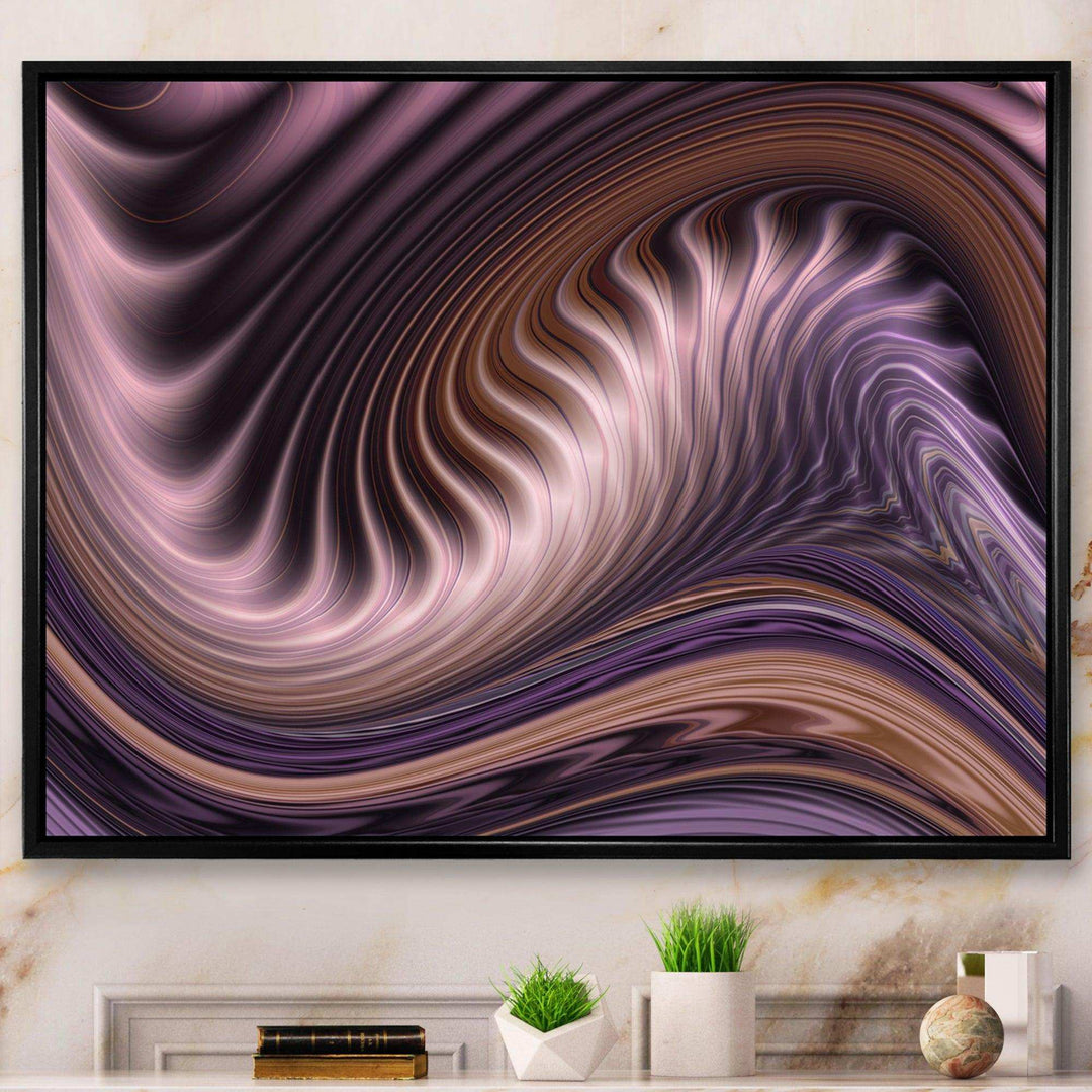 Purple Waves Fractal Wall Art - Modern Bedroom Wall Art