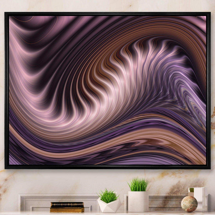 Purple Waves Fractal Wall Art - Modern Bedroom Wall Art