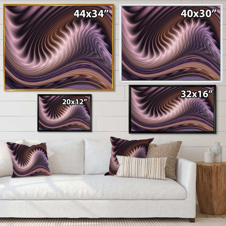 Purple Waves Fractal Wall Art - Modern Bedroom Wall Art