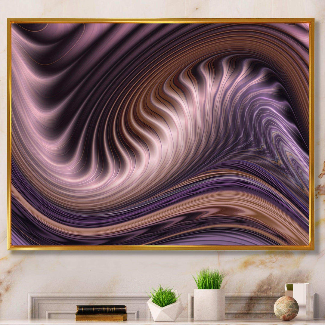 Purple Waves Fractal Wall Art - Modern Bedroom Wall Art