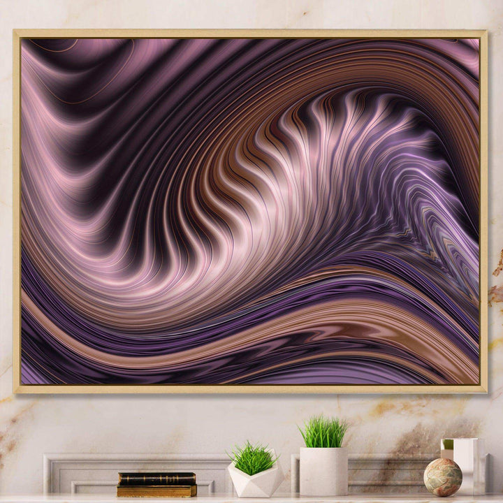 Purple Waves Fractal Wall Art - Modern Bedroom Wall Art