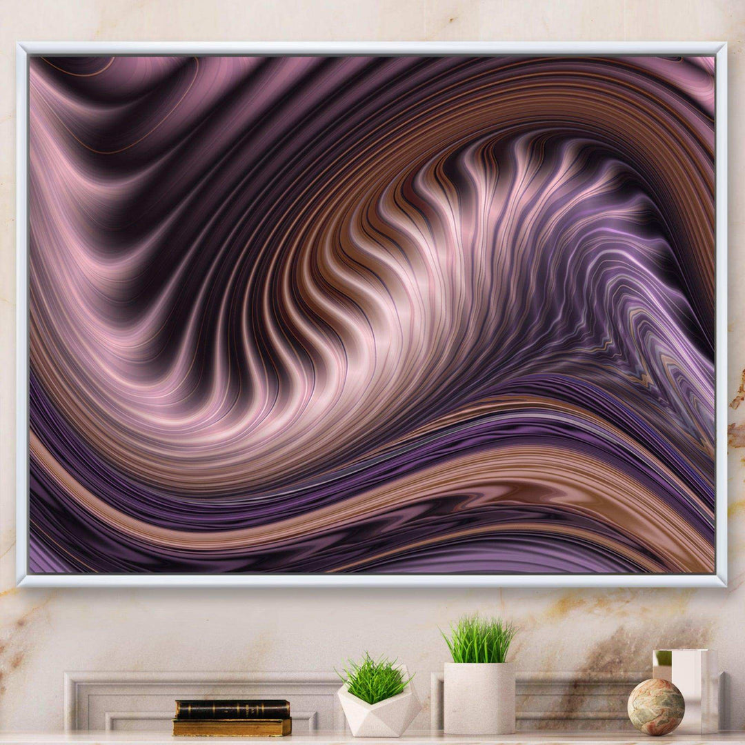 Purple Waves Fractal Wall Art - Modern Bedroom Wall Art