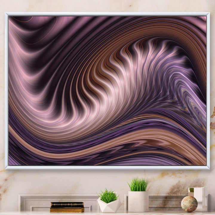 Purple Waves Fractal Wall Art - Modern Bedroom Wall Art