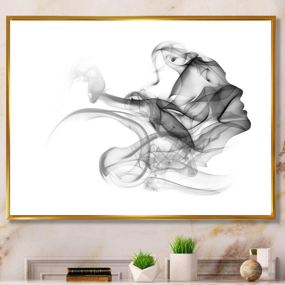 Woman and Smoke Double Exposure - Fashion Bedroom Wall Art