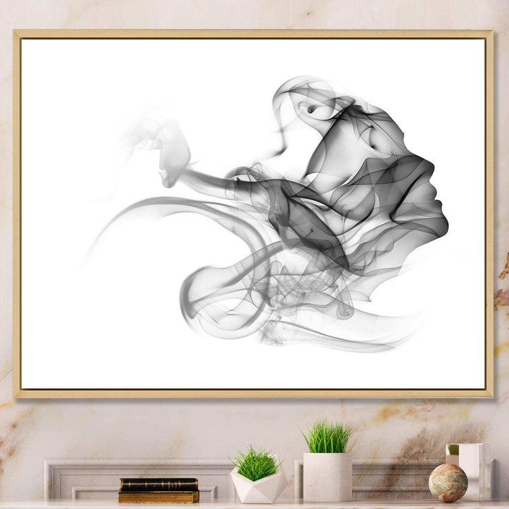 Woman and Smoke Double Exposure - Fashion Bedroom Wall Art