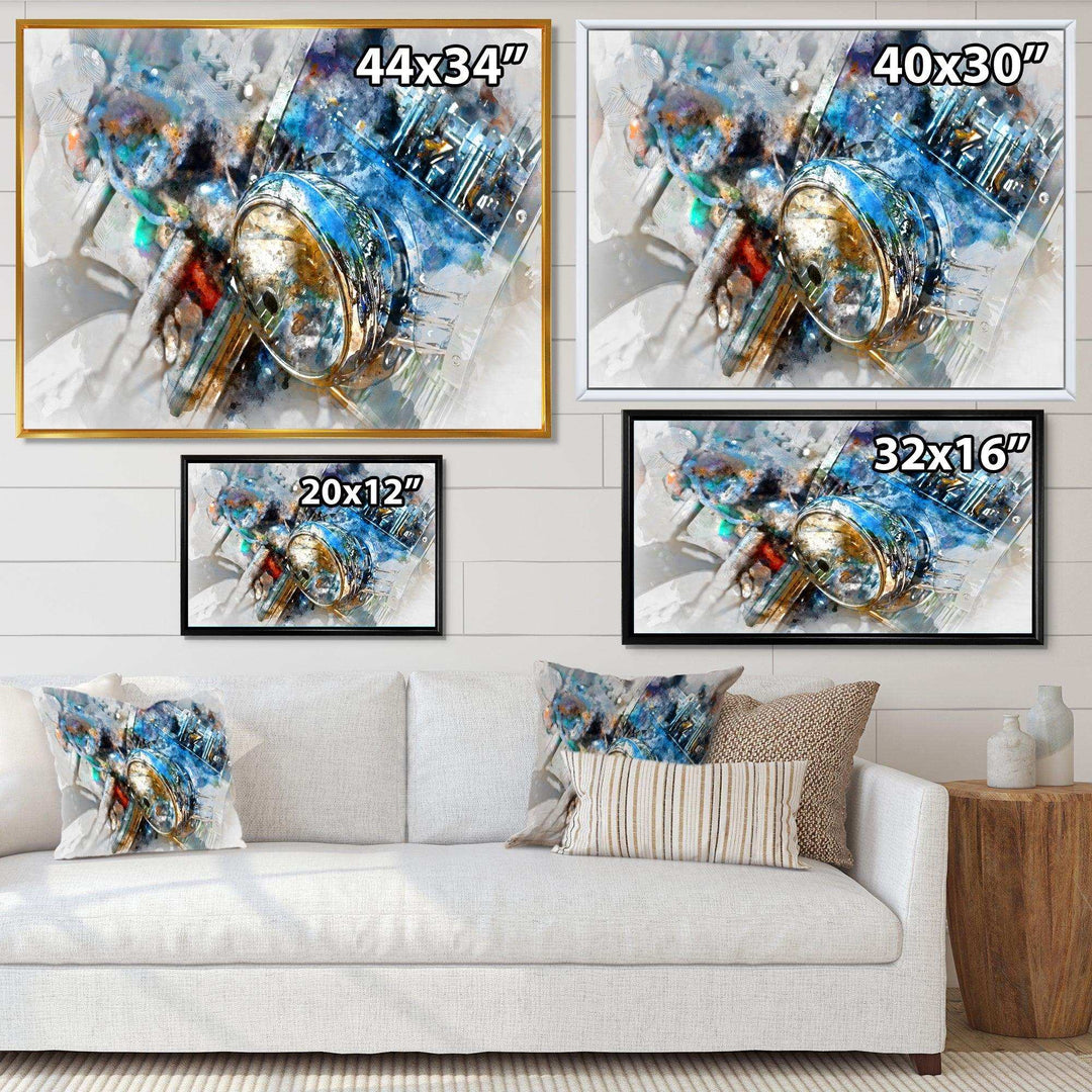 Motorcycle Headlight Watercolor - Modern Bedroom Wall Art