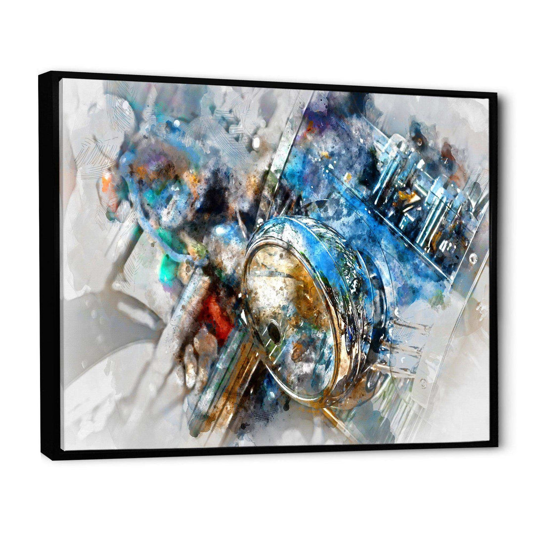 Motorcycle Headlight Watercolor - Modern Bedroom Wall Art