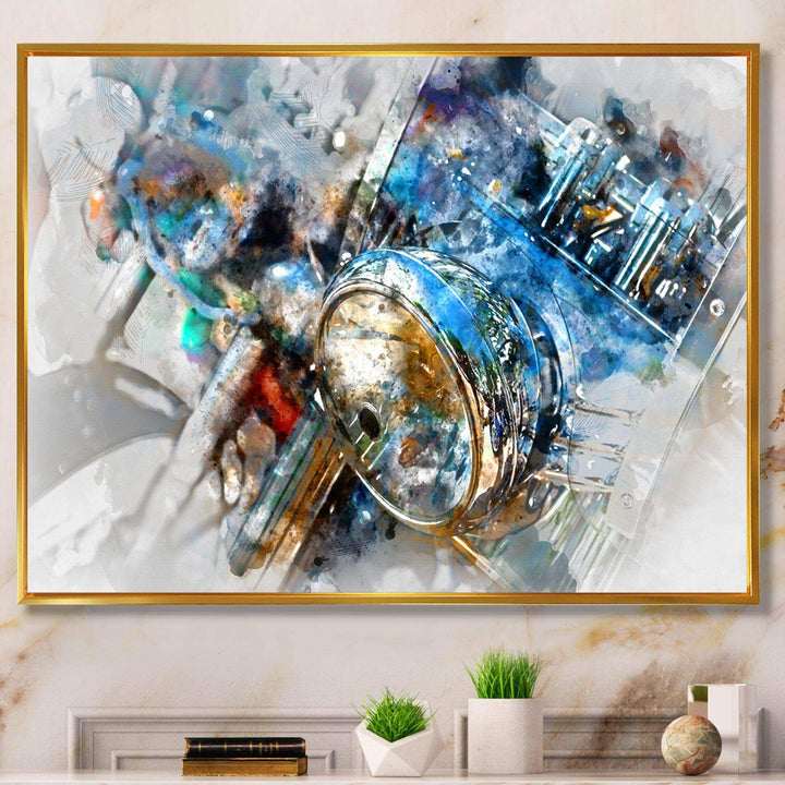 Motorcycle Headlight Watercolor - Modern Bedroom Wall Art