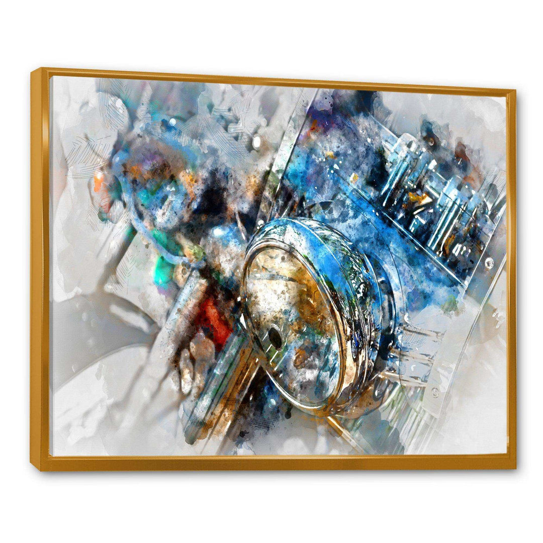 Motorcycle Headlight Watercolor - Modern Bedroom Wall Art