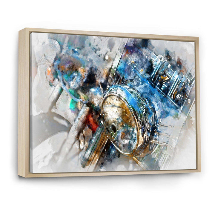 Motorcycle Headlight Watercolor - Modern Bedroom Wall Art