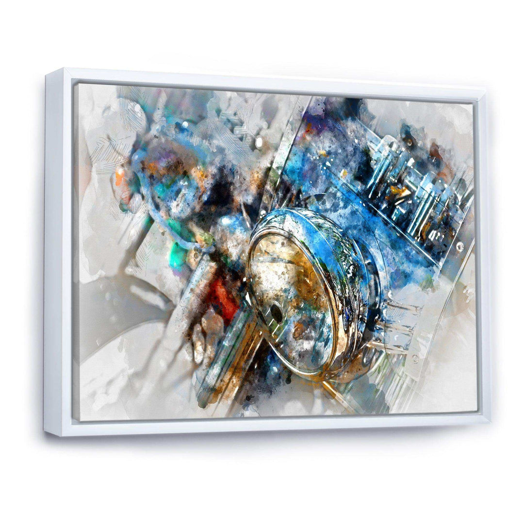 Motorcycle Headlight Watercolor - Modern Bedroom Wall Art