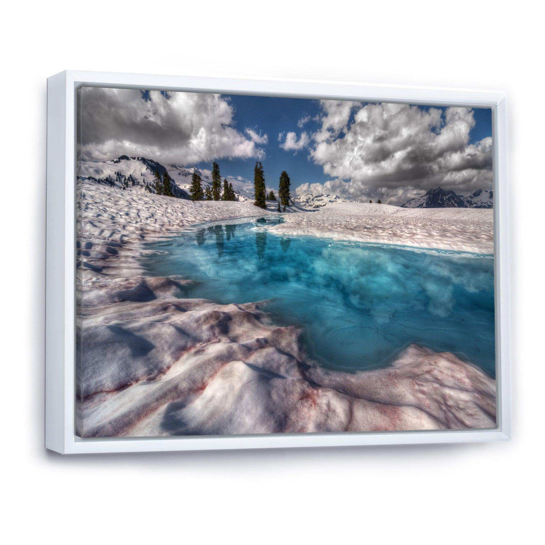 Amazing Blue Melt Lake in Fog