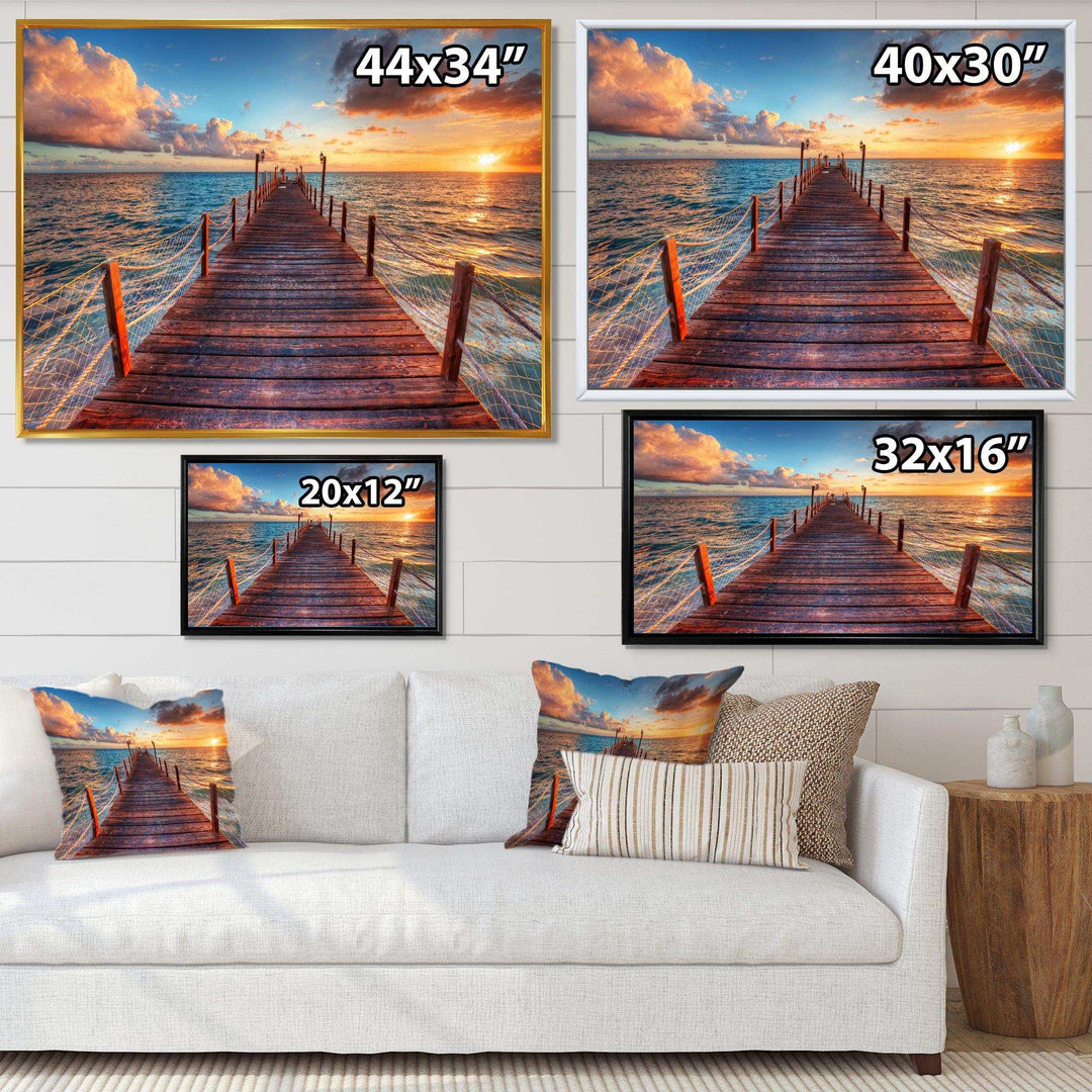 Sunset over Wooden Sea Pier