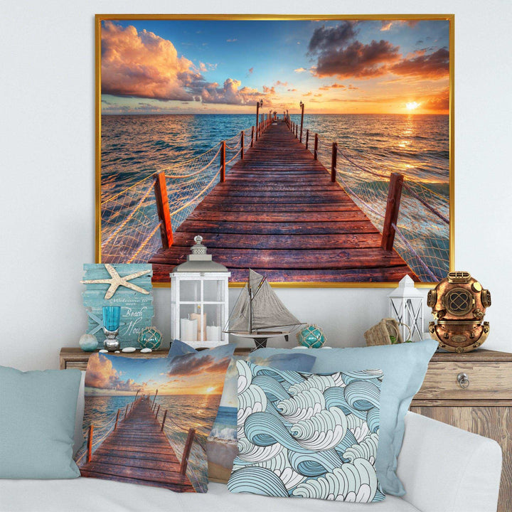 Sunset over Wooden Sea Pier