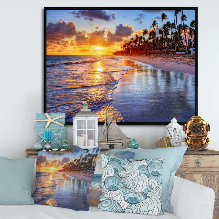 Beach Side Resort With Palm Trees