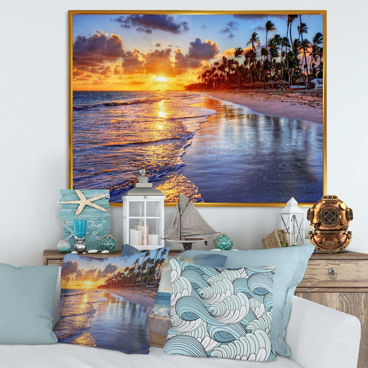 Beach Side Resort With Palm Trees