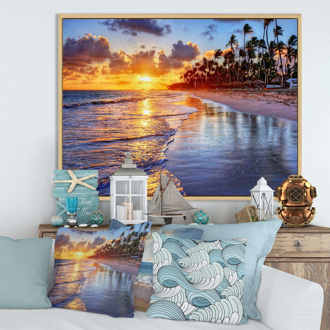 Beach Side Resort With Palm Trees