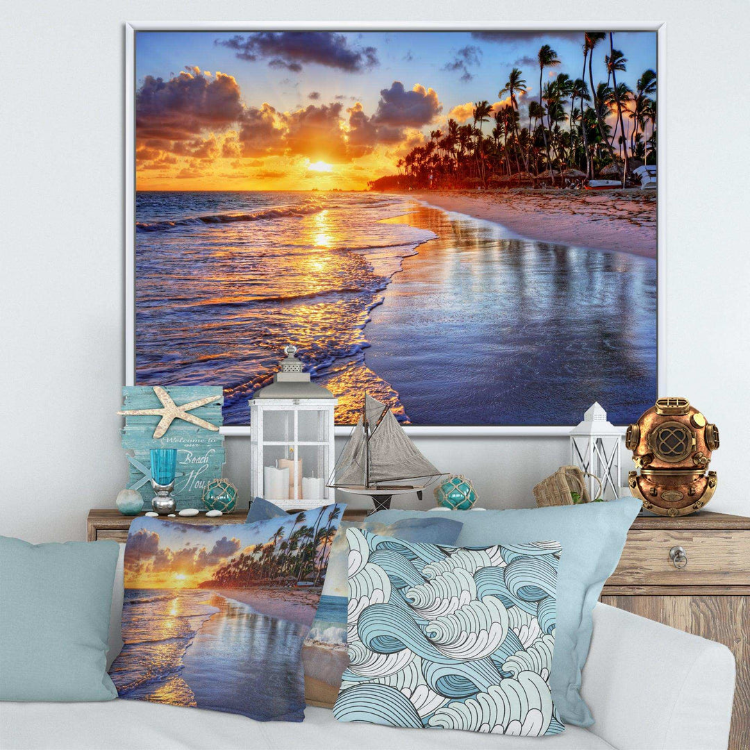 Beach Side Resort With Palm Trees