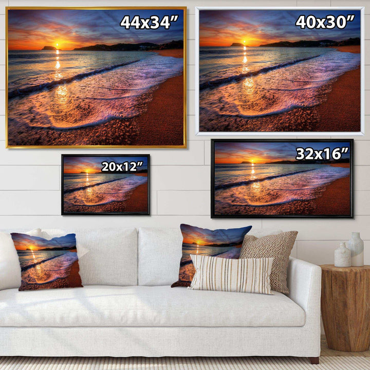 Foaming Waves at Beautiful Sunset