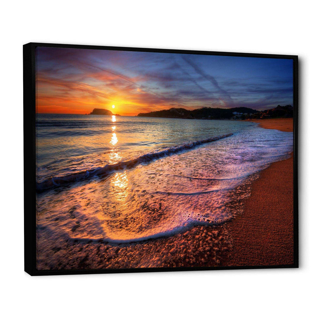 Foaming Waves at Beautiful Sunset