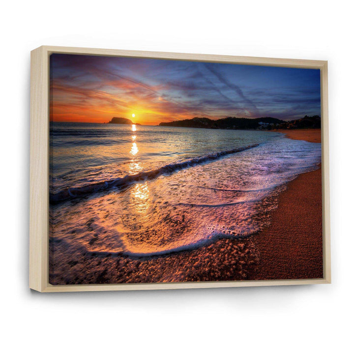 Foaming Waves at Beautiful Sunset