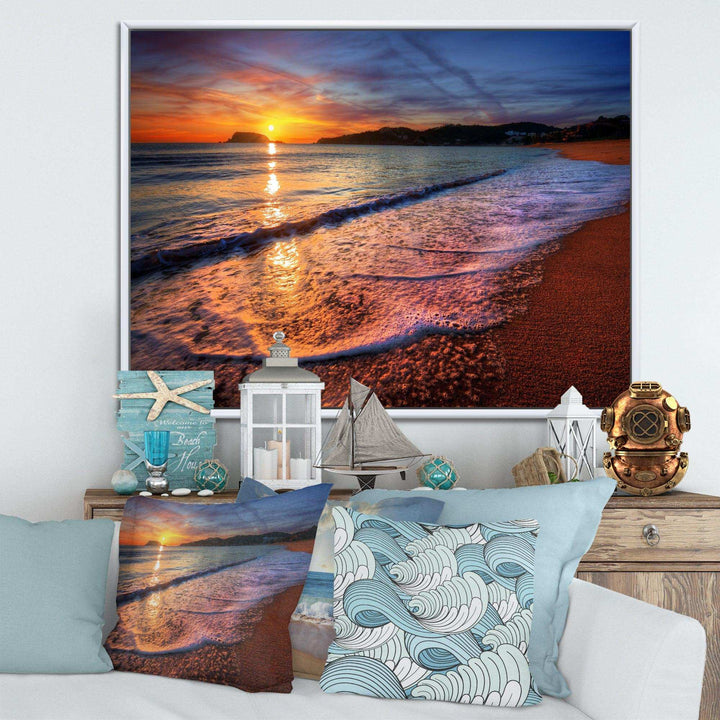 Foaming Waves at Beautiful Sunset