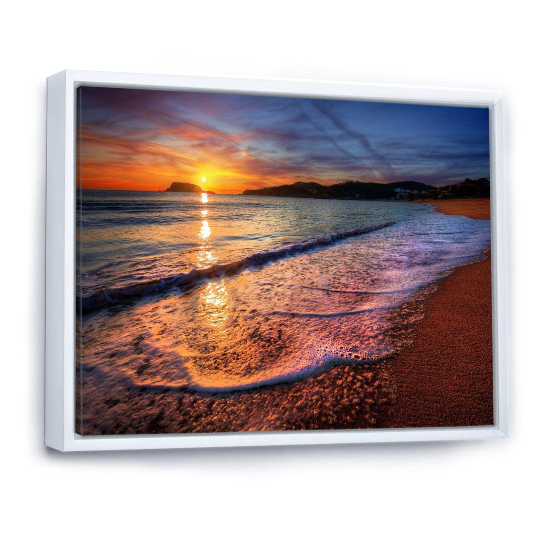 Foaming Waves at Beautiful Sunset