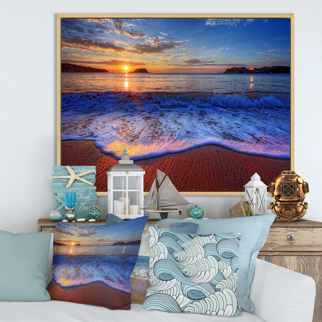 Blue Waves on Sandy Beach