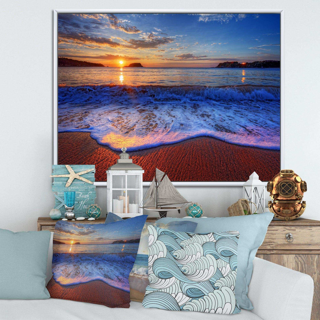 Blue Waves on Sandy Beach